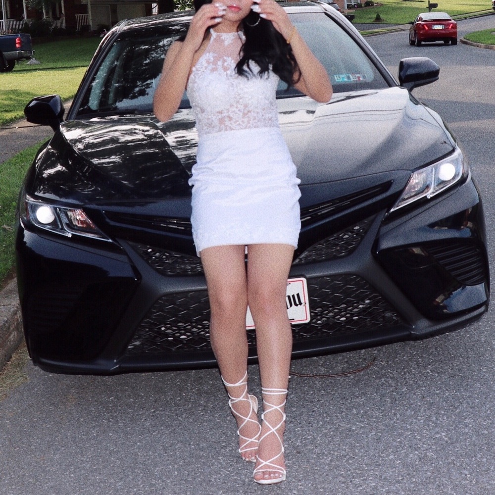 White Mini Bodycon Lace Dress